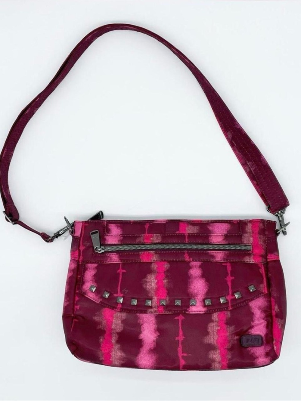 lug Magenta Tie-Dye Crossbody Bag with Stud Accents